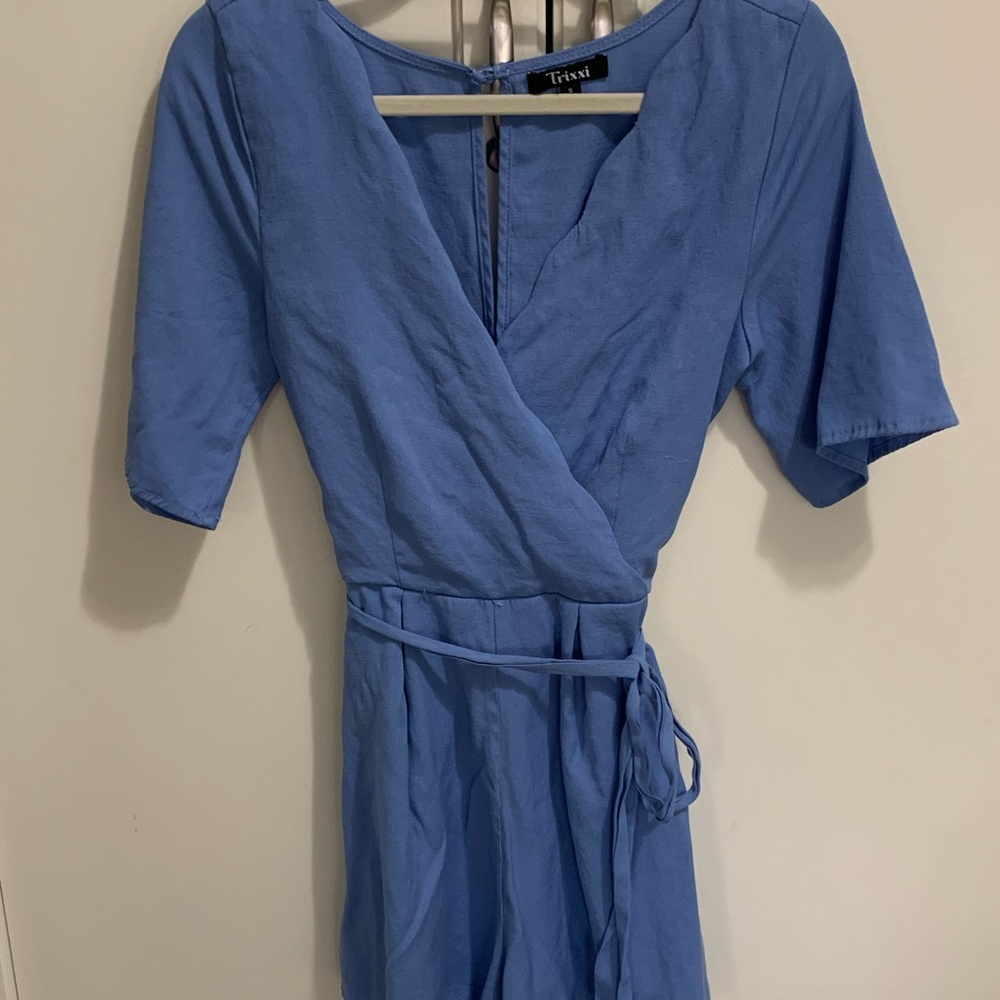 Trixxi Periwinkle Wrap-Front Women's Romper